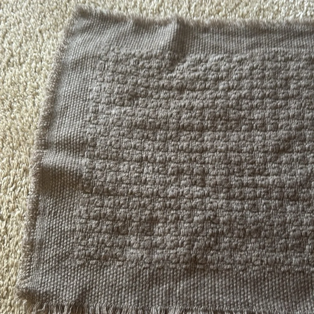 A&R Cashmere Wool Blend Scarf Taupe Neutral Basket Weave Soft Winter Unisex